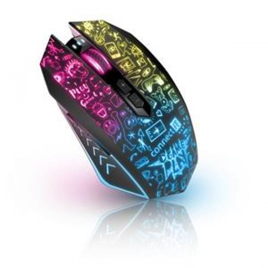 CONNECT IT DOODLE 2 PRO bezdrátová herní myš, 4800 DPI, podsvícená,ČERNÁ