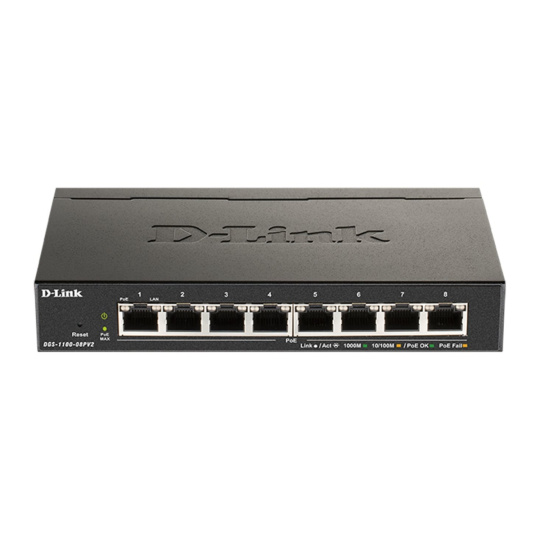 D-Link DGS-1100-08PV2 Smart Switch 8xGb PoE+fanles