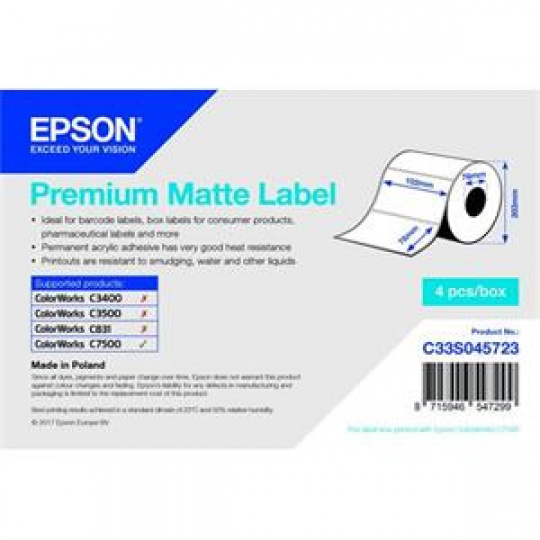 EPSON Premium Matte Label - Die-cut Roll: 102mm x 76mm, 1570 labels