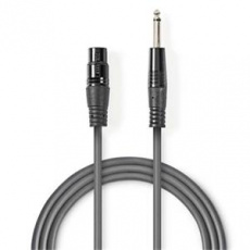 Nedis COTH15120GY15 - Nevyvážený XLR Audiokabel | XLR 3pinová Zásuvka – 6,35mm Zástrčka | 1,5 m | Šedá barva Nedis COTH15120GY15 - Nevyvážený XLR Audiokabel | XLR 3pinová Zásuvka – 6,35mm Zástrčka | 1,5 m | Šedá barva