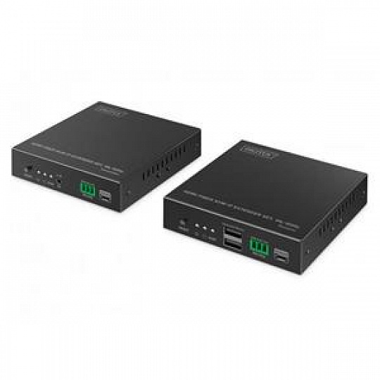 DIGITUS Sada optického HDMI KVM extenderu, 4K/60Hz, dosah 40 km / 300 m, podpora IP sítě 1G, černá DIGITUS Sada optického HDMI KVM extenderu, 4K/60Hz, dosah 40 km / 300 m, podpora IP sítě 1G, černá