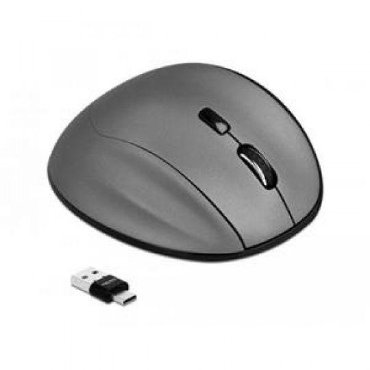Delock Ergonomická optická pětitlačítková myš 3 v 1, USB Typu-A / Type-C™ 2,4 GHz a Bluetooth