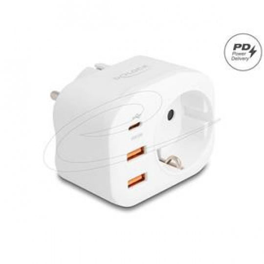 Delock Napájecí zásuvka s dětským zámkem a nabíječkou USB PD 20 W