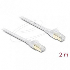Delock Plochý spojovací kabel RJ45 Cat.8.1 U/FTP, až 40 Gbps, 2 m, bílý