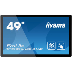 49" iiyama TF4939UHSC-B1AG: IPS, 4K, capacitive, 15P, 500cd/m2, VGA, HDMI, DP, 24/7, IP54, černý