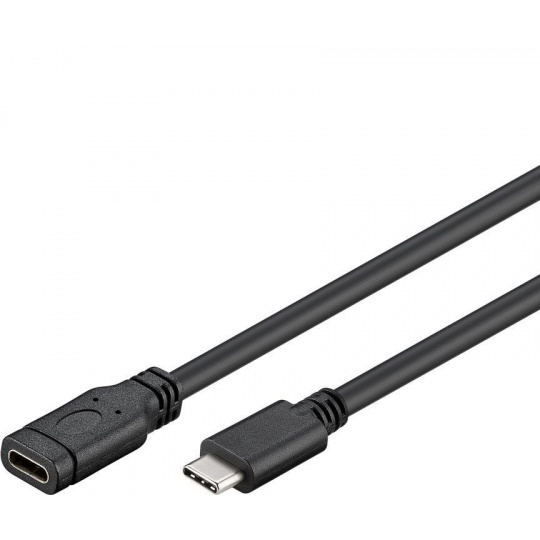 PremiumCord Převodník Prodlužovací kabel USB-C M/F, černý, 1m