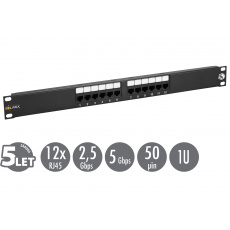 19" patch panel Solarix 12 x RJ45 CAT5E UTP 150 MHz černý 1U SX12-5E-UTP-BK