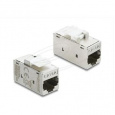 Delock Keystone modul spojka, ze zásuvky RJ45 na zásuvku RJ45 Cat.6A, kovová, stříbrná / bílá