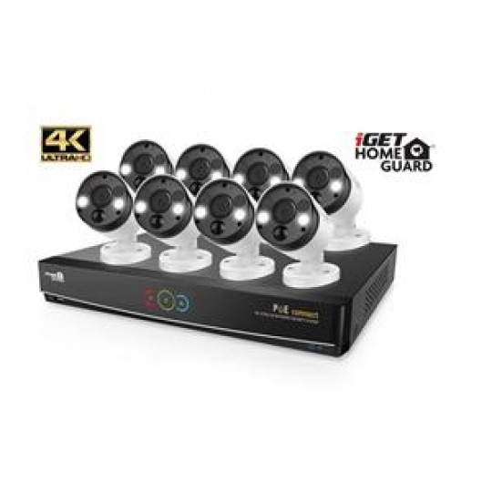iGET HOMEGUARD HGNVK164908 - Ultra HD 4K systém s PoE napájením, 16-kanálové NVR + 8x HGNVK936CAM 4K kamera