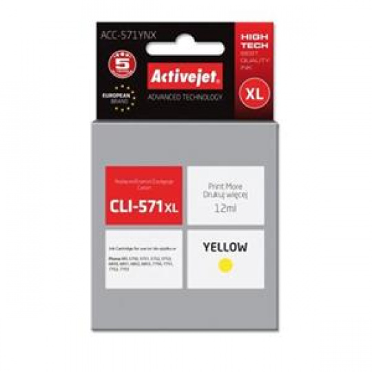 ActiveJet inkoust Canon CLI-571Y XL, 12 ml, new ACC-571YNX
