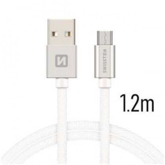 SWISSTEN DATA CABLE USB / MICRO USB TEXTILE 1,2M SILVER
