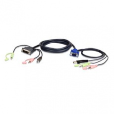 ATEN 1.8M USB VGA to DVI-I KVM Cable with Audio