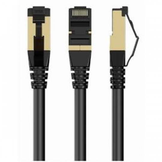 GEMBIRD PP8-LSZHCU-BK-15M – S/FTP Cat. 8 LSZH propojovací kabel, černý, 15 m