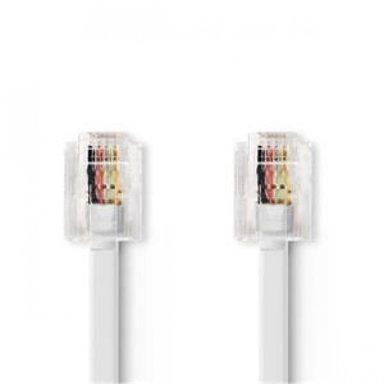 Nedis TCGL90200WT20 - Telefonní Kabel | RJ11 Zástrčka - RJ11 Zástrčka | Plochý |  2 m | Bílá