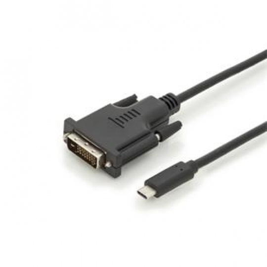 DIGITUS kabelový převodník USB C na DVI 2,0m, 1080p @ 60Hz zlacené konektory