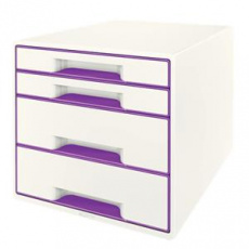 LEITZ Zásuvkový box WOW CUBE, 4 zásuvky, purpurová LEITZ Zásuvkový box WOW CUBE, 4 zásuvky, purpurová