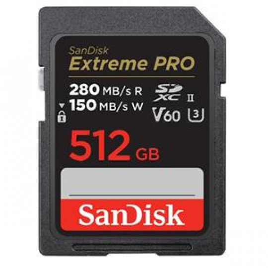 SanDisk SDXC karta 512GB Extreme PRO (R:280/W:150 MB/s, UHS-II, V60) SanDisk SDXC karta 512GB Extreme PRO (R:280/W:150 MB/s, UHS-II, V60)