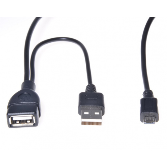 PremiumCord USB redukce kabel USB A/female+USB A/male - Micro USB/male OTG