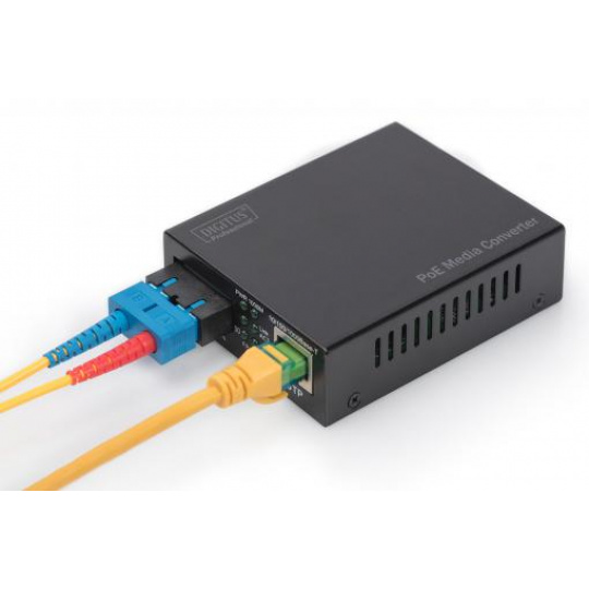 DIGITUS Professional Gigabit PoE media converter, RJ45 / SC, MM, PSE