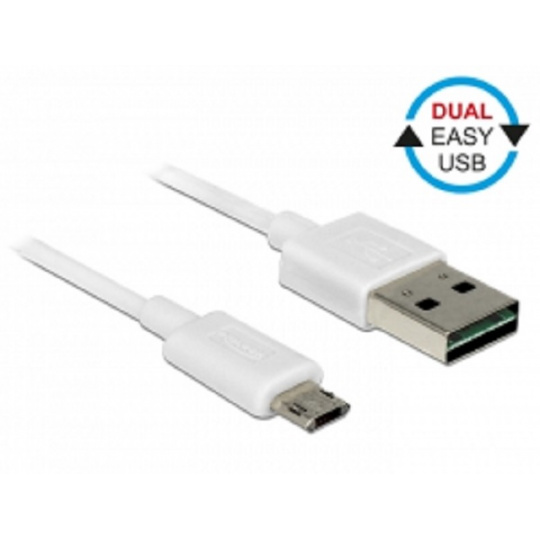Delock Kabel EASY-USB 2.0 Typ-A samec > EASY-USB 2.0 Typ Micro-B samec 3 m bílá