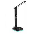 Platinet PDL711RGBB stolní LED lampa stmívatelná, bezdrátové nabíjení, hodiny, černá