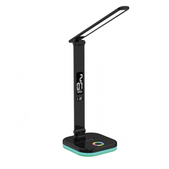 Platinet PDL711RGBB stolní LED lampa stmívatelná, bezdrátové nabíjení, hodiny, černá Platinet PDL711RGBB stolní LED lampa stmívatelná, bezdrátové nabíjení, hodiny, černá