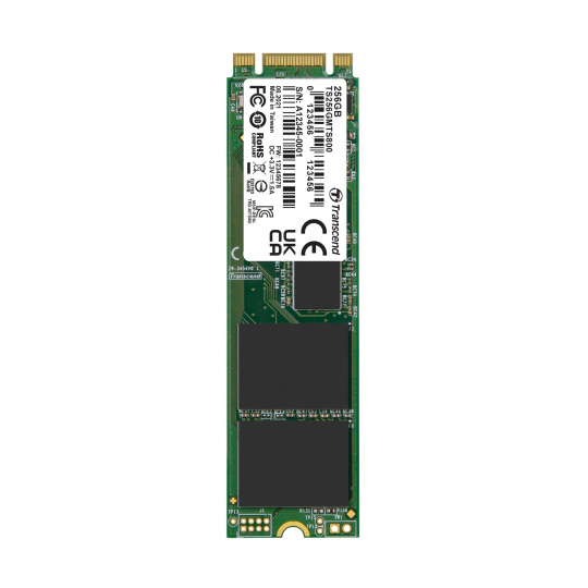 TRANSCEND MTS800 256GB SSD disk M.2 2280, SATA III 6Gb/s (MLC), 530MB/s R, 460MB/s W, tray