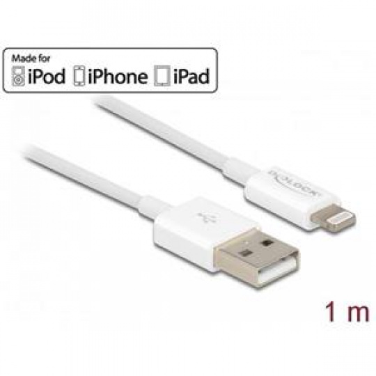 Delock USB datový a napájecí kabel pro iPhone™, iPad™, iPod™ bílý 1 m