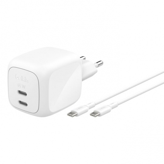 BELKIN BOOSTCHARGE 67W 2 porty bílý + 2m USB-C kabel