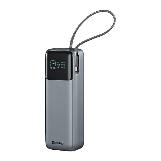 Sandberg All-in1 Powerbank 20000 mAh PD 130W, powerbanka s USB-C kabelem, černá Sandberg All-in1 Powerbank 20000 mAh PD 130W, powerbanka s USB-C kabelem, černá