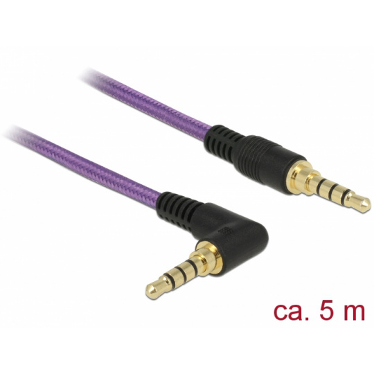 Delock Kabel Stereo Jack 3,5 mm 4 pin samec > samec pravoúhlý 5 m fialový