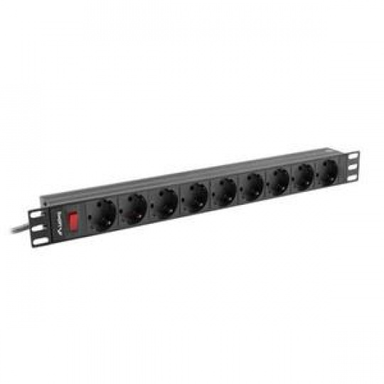 LANBERG NAPÁJECÍ DISTRIBUČNÍ JEDNOTKA (PDU) 19"  1U 16A 9X SCHUKO ZÁSUVKY 3M ČERNÁ