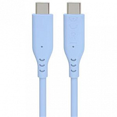 PremiumCord Silikonový kabel s konektory USB-C 60W 480Mbps modrý extra měkký 1,5m