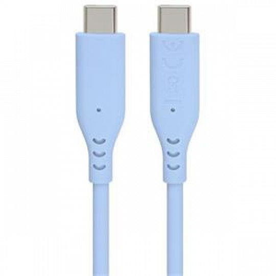 PremiumCord Silikonový kabel s konektory USB-C 60W 480Mbps modrý extra měkký 1,5m