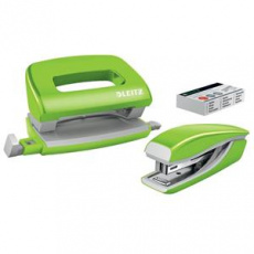 LEITZ Set mini sešívačky a děrovačky WOW, zelená LEITZ Set mini sešívačky a děrovačky WOW, zelená