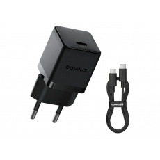 Baseus Palm Fast Nabíječka USB-C 20W + Datový Kabel USB-C/USB-C 1m Black