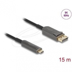Delock Aktivní optický kabel USB Type-C™ na DisplayPort 8K, 60 Hz, 40 Gbps, 15 m, černý Delock Aktivní optický kabel USB Type-C™ na DisplayPort 8K, 60 Hz, 40 Gbps, 15 m, černý