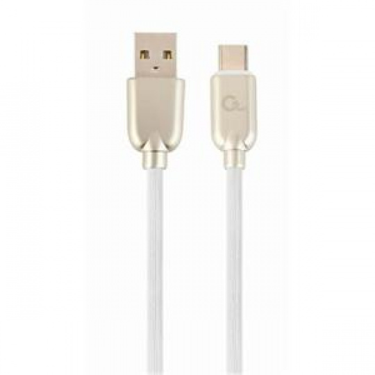 CABLEXPERT Kabel USB 2.0 AM na Type-C kabel (AM/CM), 1m, pogumovaný, bílý, blister, PREMIUM QUALITY