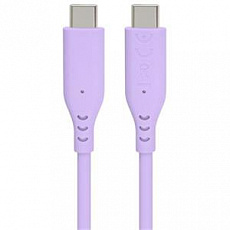 PremiumCord Silikonový kabel s konektory USB-C 60W 480Mbps fialový extra měkký 1,5m