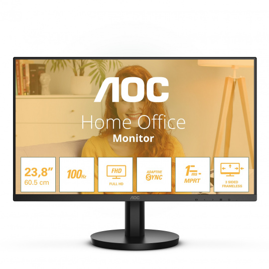 AOC/24B3HMA2/23,8"/VA/FHD/100Hz/1ms/Black/3R