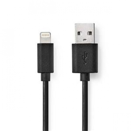 Nedis CCGL39300BK20 - Lightning Kabel| Apple Lightning 8pinový | USB-A Zástrčka | 2 m | Pocínovaná měď / Černá