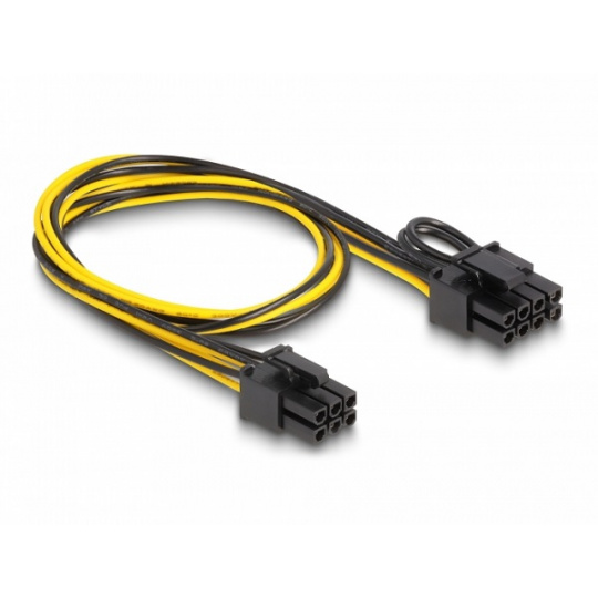 Delock Napájecí kabel, ze 6 pinového zástrčkového konektoru PCI Express na 6+2 pinový zástrčkový konektor PCI Express, 5
