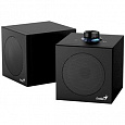 Genius SP-HF300U, Reproduktory, 2.0, 4W RMS, USB-A, USB-C, 2" měniče, dřevěné, ovládání hlasitosti, černé