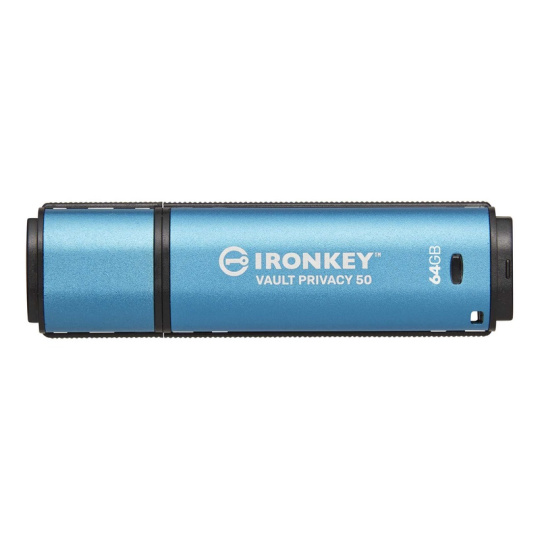 Kingston IronKey Vault Privacy 50/64GB/USB 3.2/USB-A/Modrá