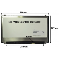 LCD PANEL 15,6" FHD 1920x1080 30PIN MATNÝ / ÚCHYTY NAHOŘE A DOLE LCD PANEL 15,6" FHD 1920x1080 30PIN MATNÝ / ÚCHYTY NAHOŘE A DOLE