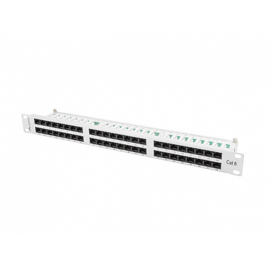 PATCH PANEL 48 PORTŮ 1U 19" CAT.6 UTP ŠEDÝ LANBERG