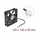 Delock Axiální ventilátor: 24 V DC, 120 x 120 x 25 mm, černý