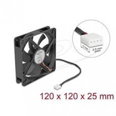 Delock Axiální ventilátor: 24 V DC, 120 x 120 x 25 mm, černý