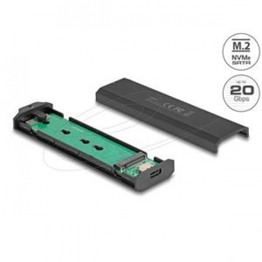 Delock Externí USB Type-C 20 Gbps Combo kryt pro M.2 NVMe PCIe nebo SATA SSD - bez nástrojů