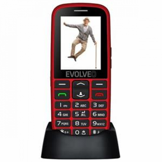 EVOLVEO EasyPhone EG, mobilní telefon pro seniory s nabíjecím stojánkem (červená barva)